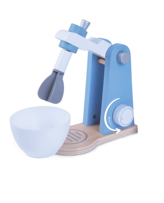 Houten keuken speelgoed – mixer met kom en meel – afbeelding 2