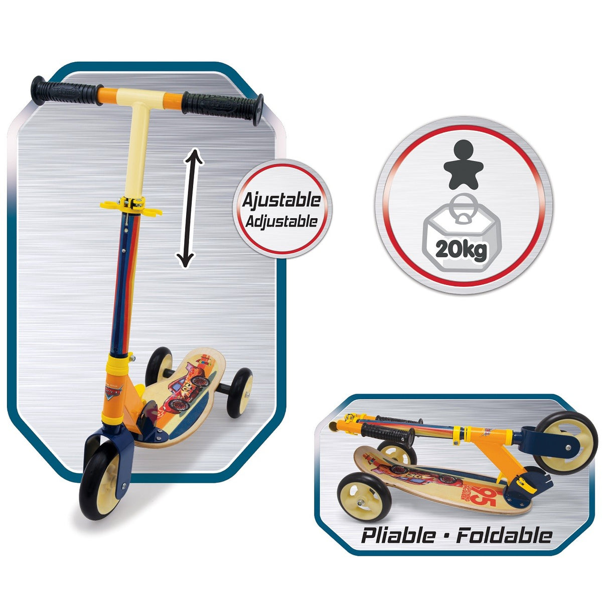 Houten kinderstep met drie wielen – Cars – afbeelding 3