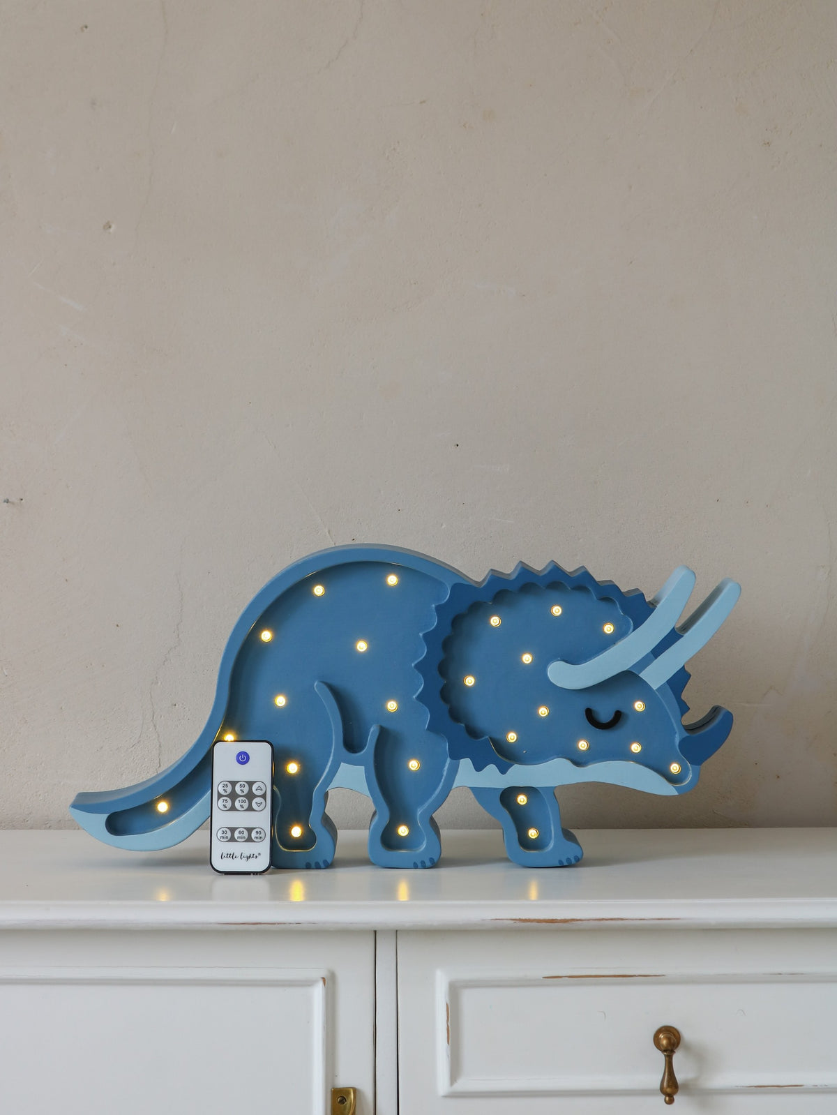 Houten lamp kinderkamer – dino triceratops