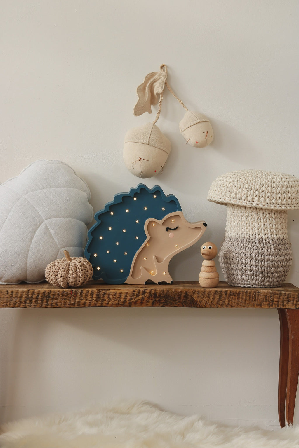 Houten lamp kinderkamer egel – nachtlamp met dimmer – afbeelding 2