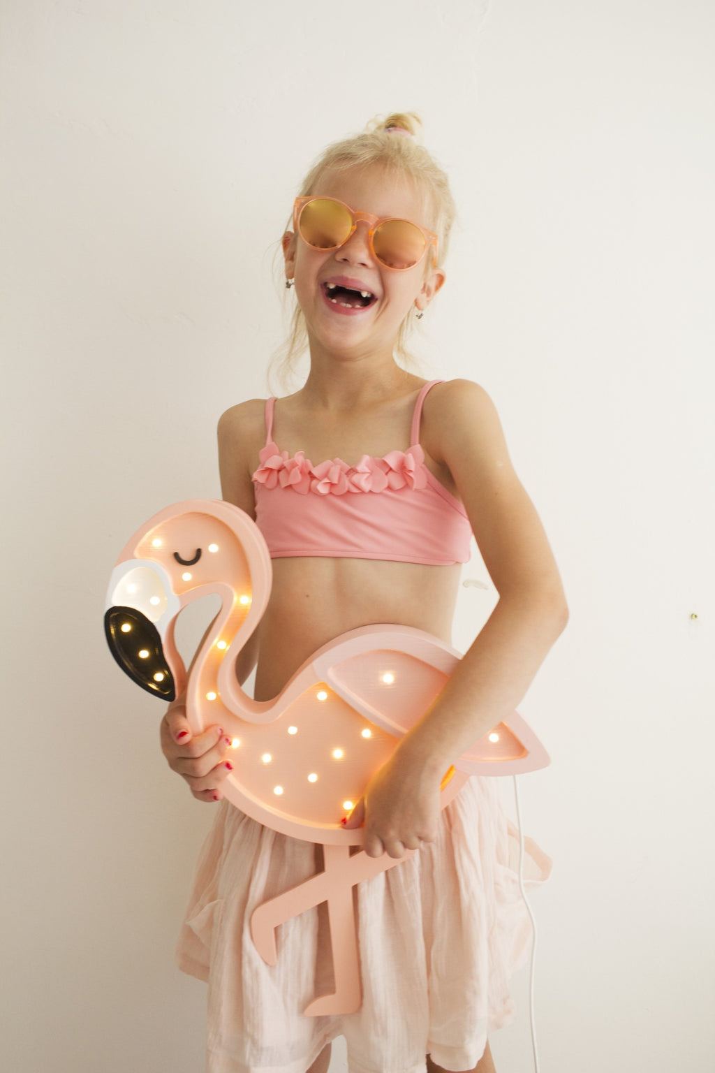 Houten lamp kinderkamer flamingo – nachtlamp met dimmer