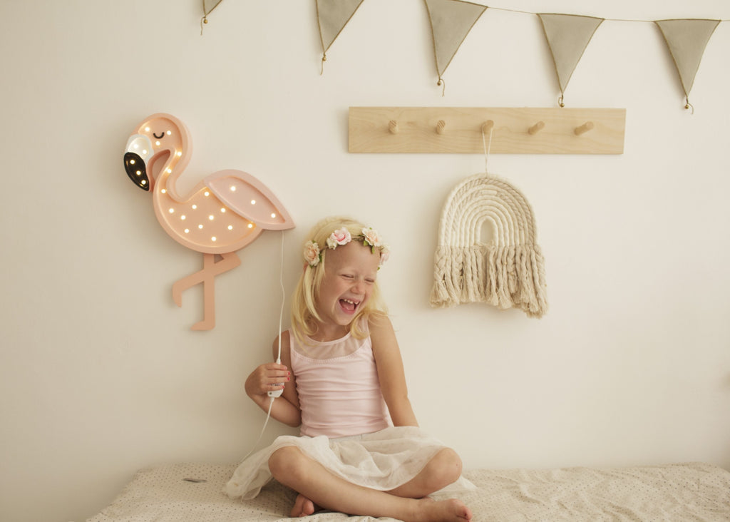 Houten lamp kinderkamer flamingo – nachtlamp met dimmer – afbeelding 2