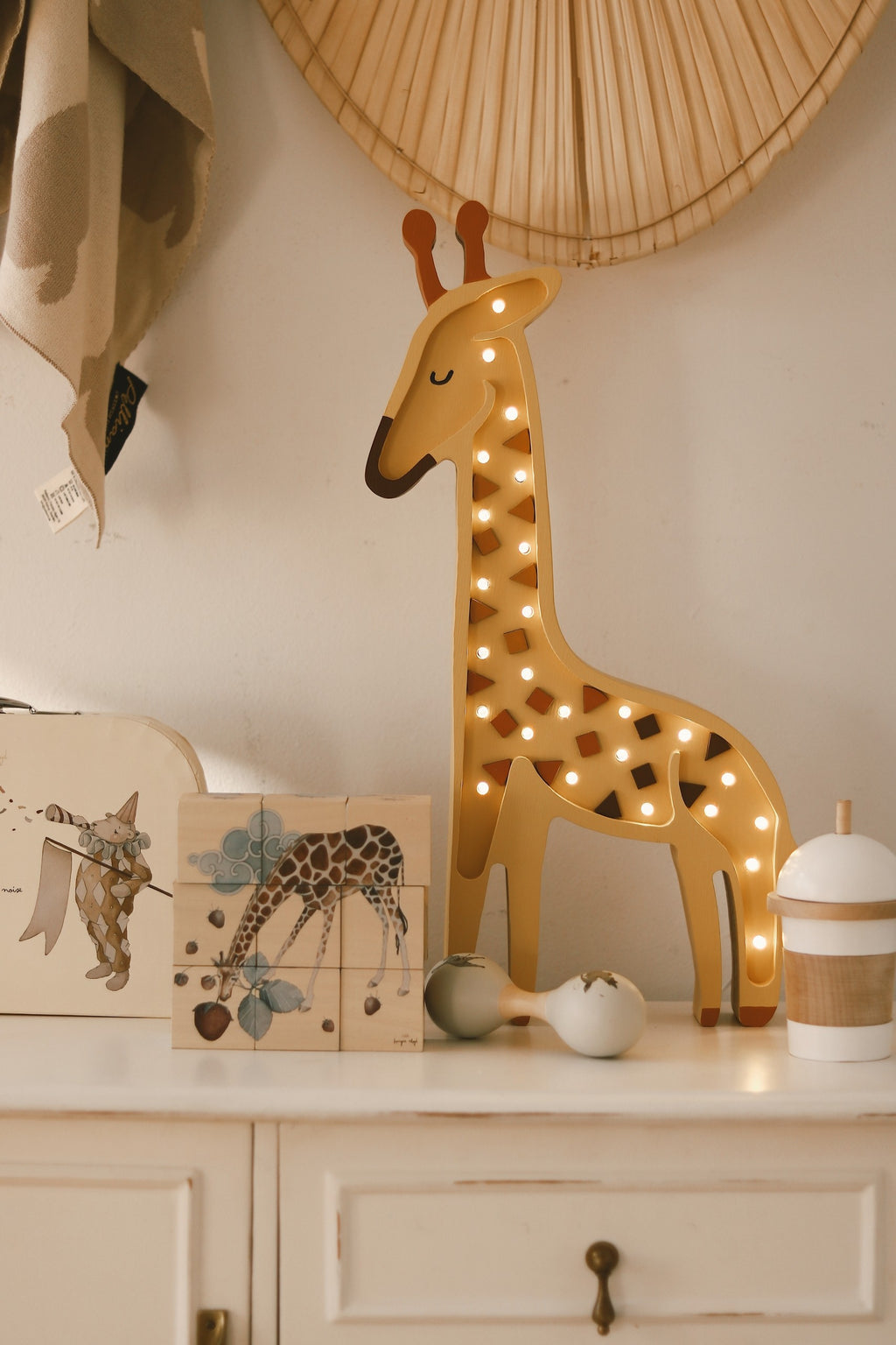 Houten lamp kinderkamer giraffe – nachtlamp met dimmer
