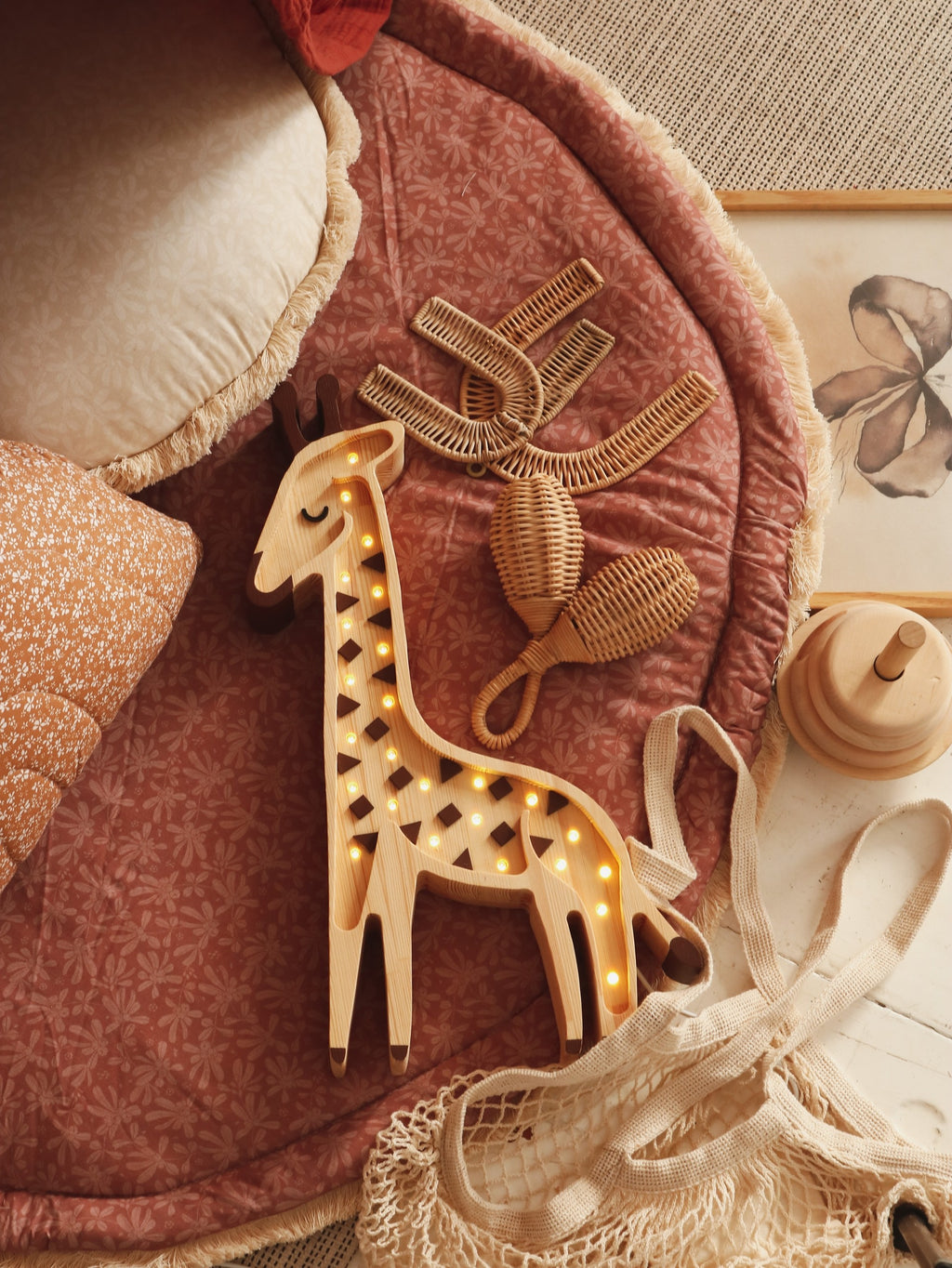 Houten lamp kinderkamer giraffe – nachtlamp met dimmer – afbeelding 8