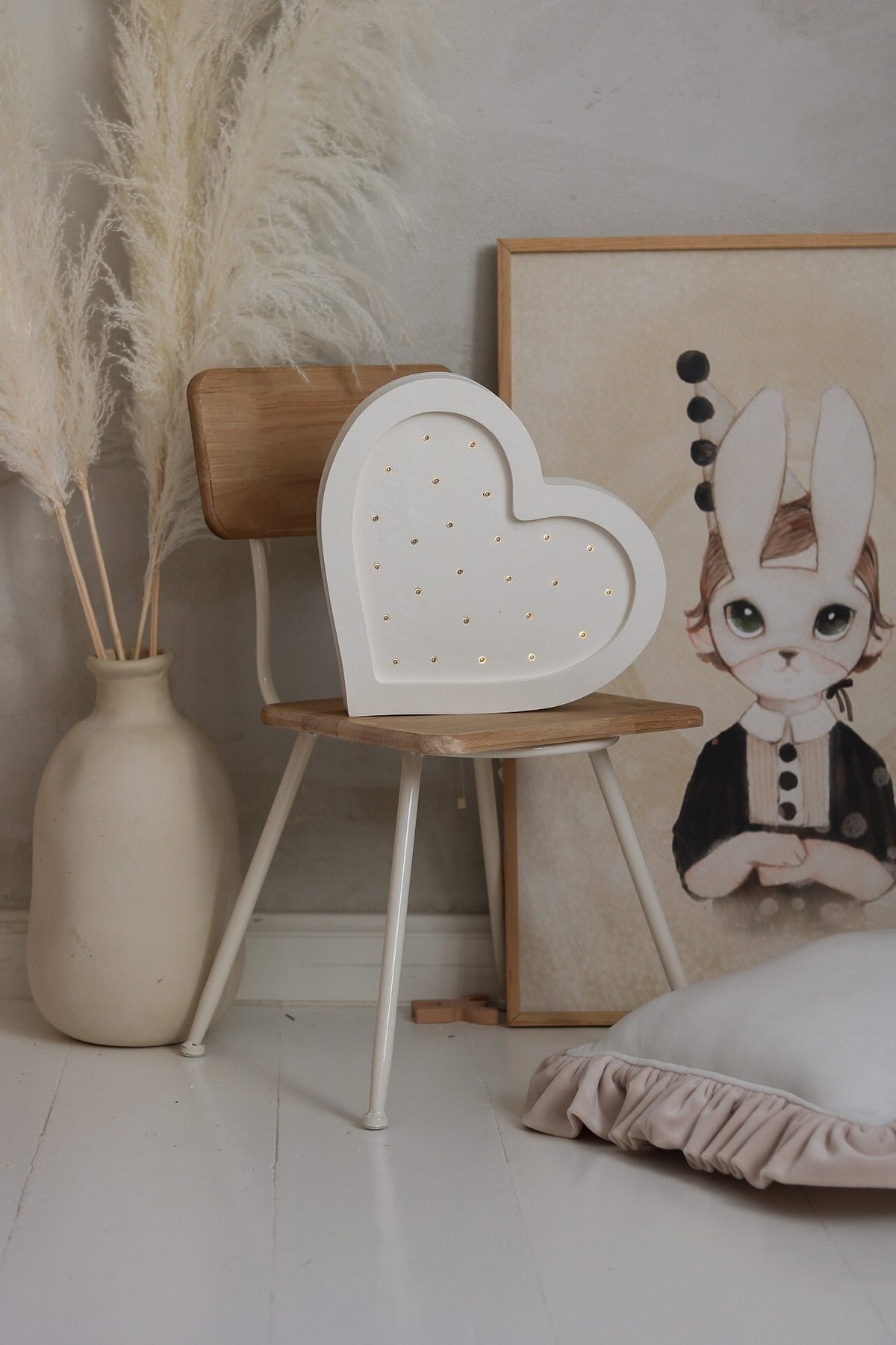 Houten lamp kinderkamer hart – nachtlamp met dimmer – afbeelding 2