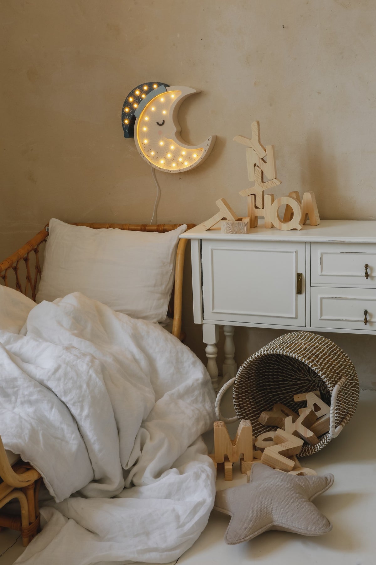 Houten lamp kinderkamer maan – nachtlamp met dimmer – afbeelding 5
