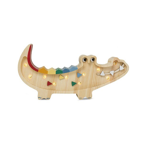 Houten lamp kinderkamer mini krokodil – nachtlamp met dimmer – afbeelding 2