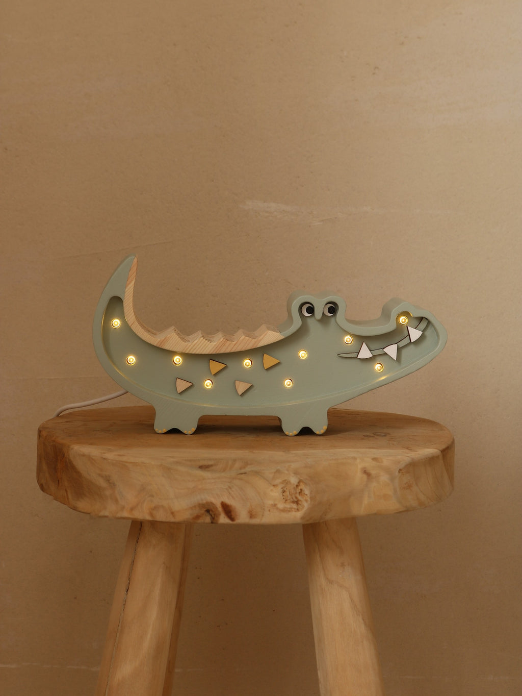 Houten lamp kinderkamer mini krokodil – nachtlamp met dimmer – afbeelding 4