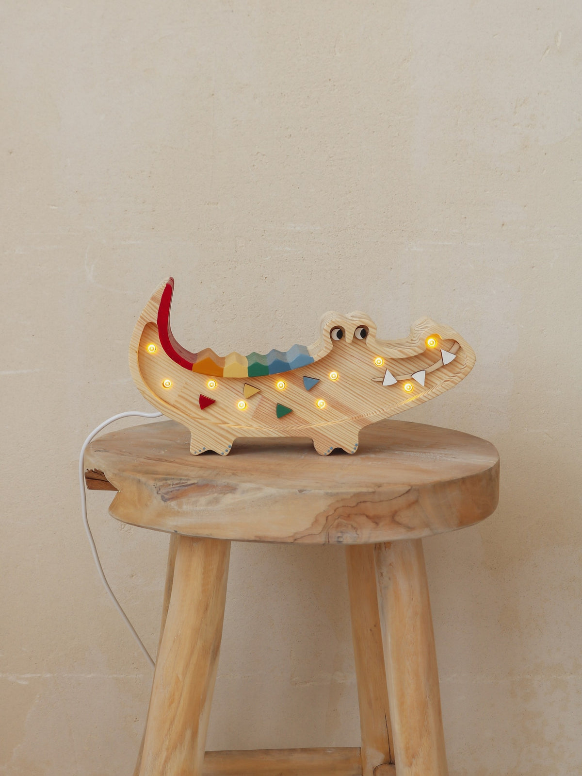 Houten lamp kinderkamer mini krokodil – nachtlamp met dimmer – afbeelding 7