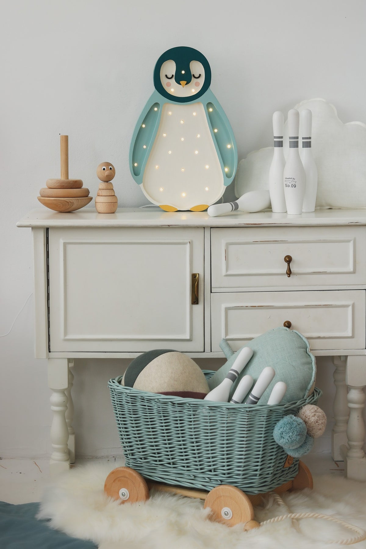 Houten lamp kinderkamer pinguïn – nachtlamp met dimmer – afbeelding 5