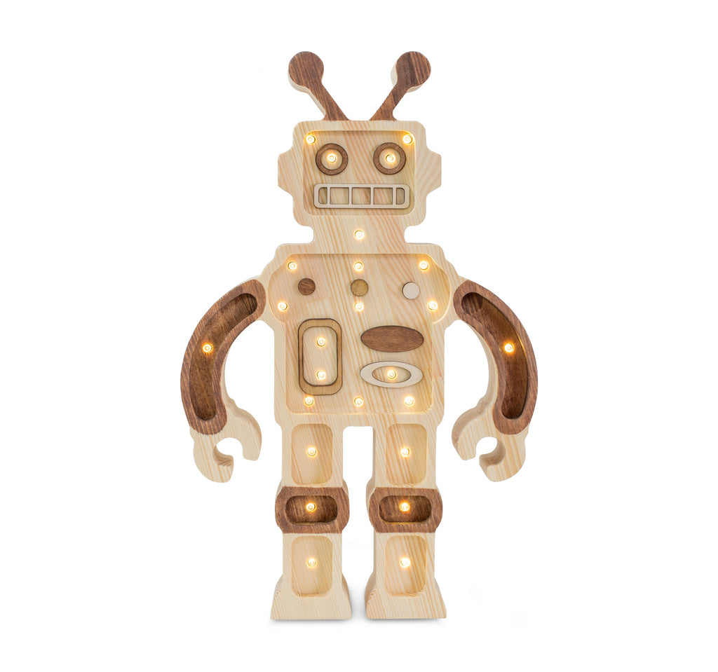 Houten lamp kinderkamer robot – nachtlamp met dimmer – afbeelding 4