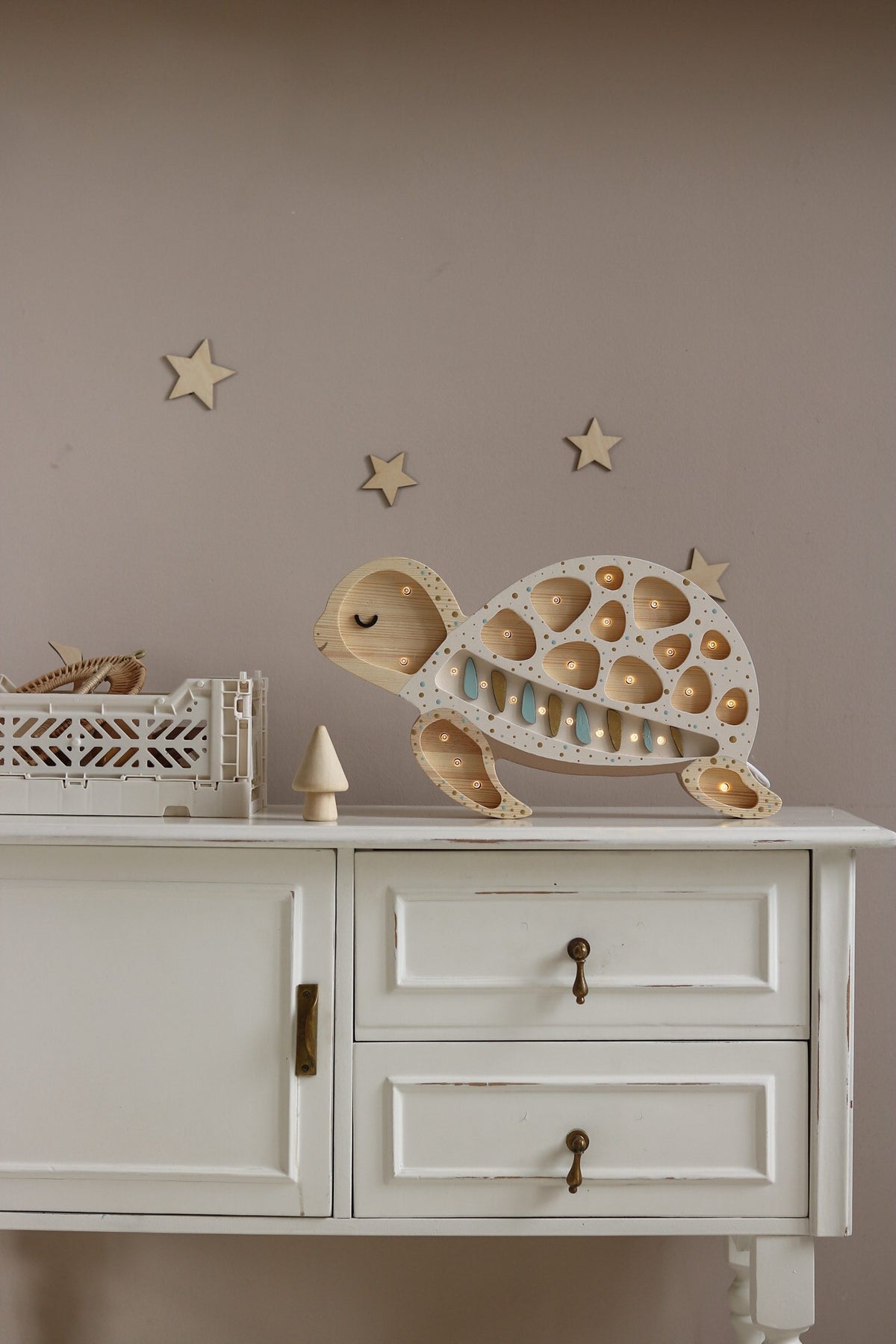 Houten lamp kinderkamer schildpad – nachtlamp met dimmer – afbeelding 4