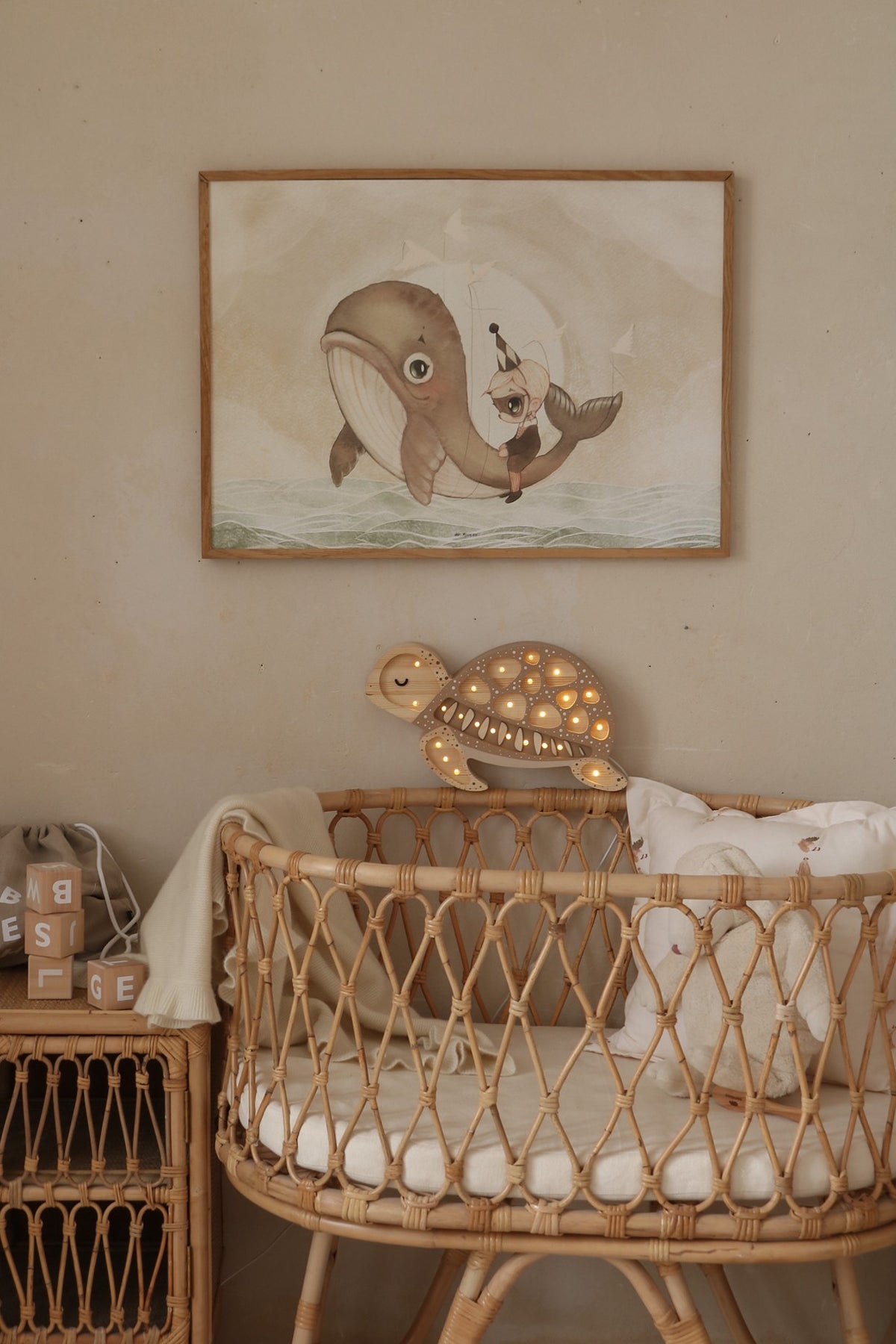 Houten lamp kinderkamer schildpad – nachtlamp met dimmer – afbeelding 5