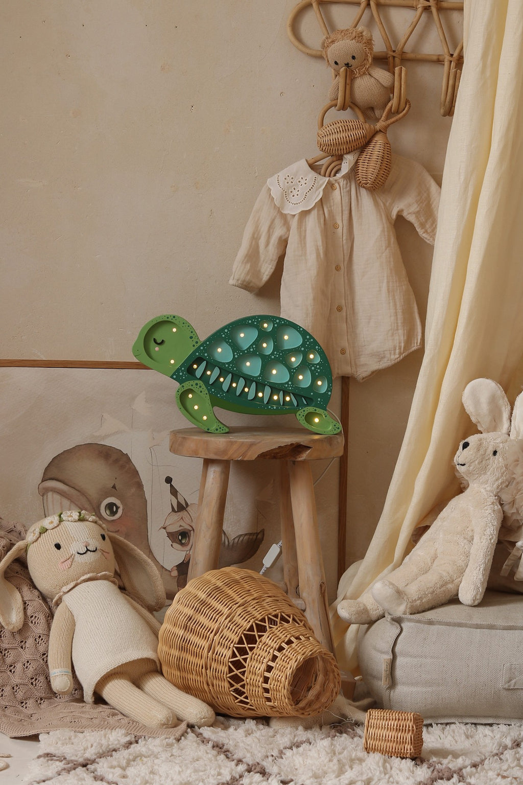 Houten lamp kinderkamer schildpad – nachtlamp met dimmer – afbeelding 7