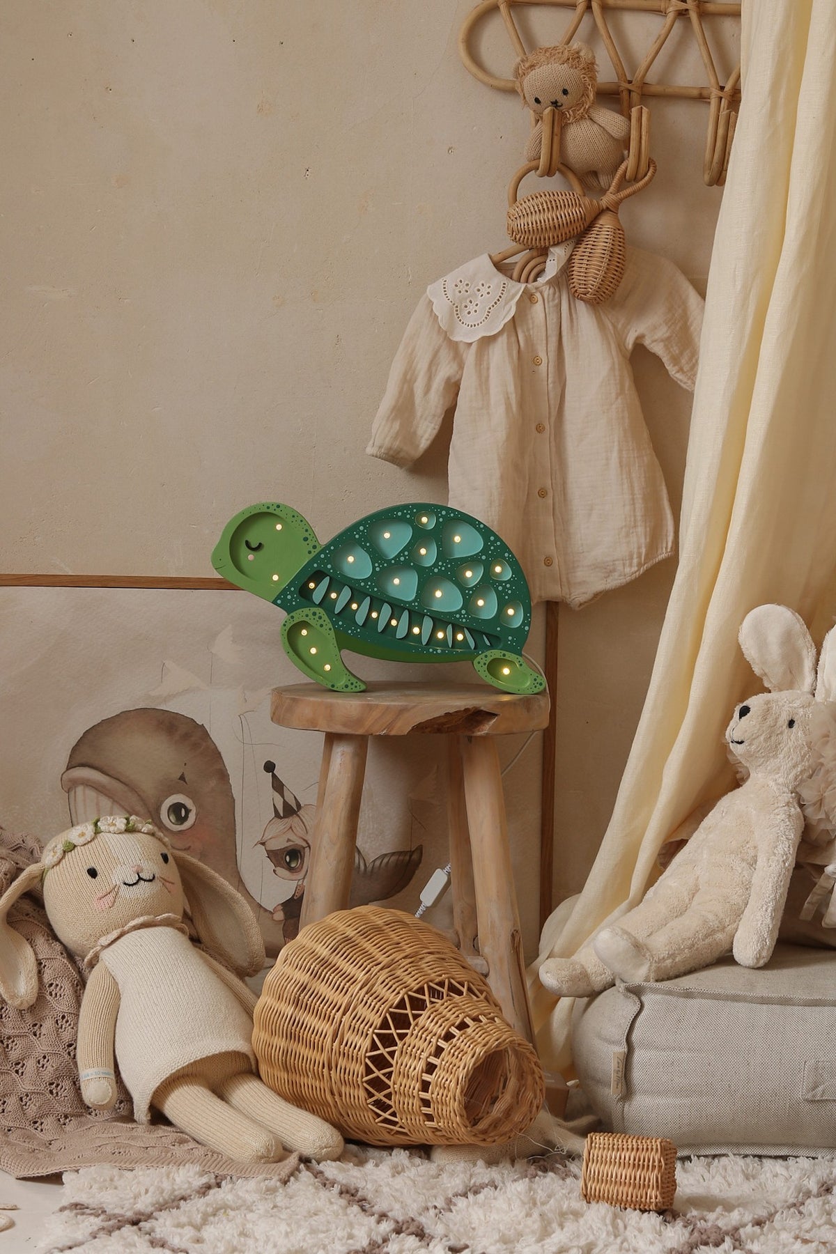 Houten lamp kinderkamer schildpad – nachtlamp met dimmer – afbeelding 7