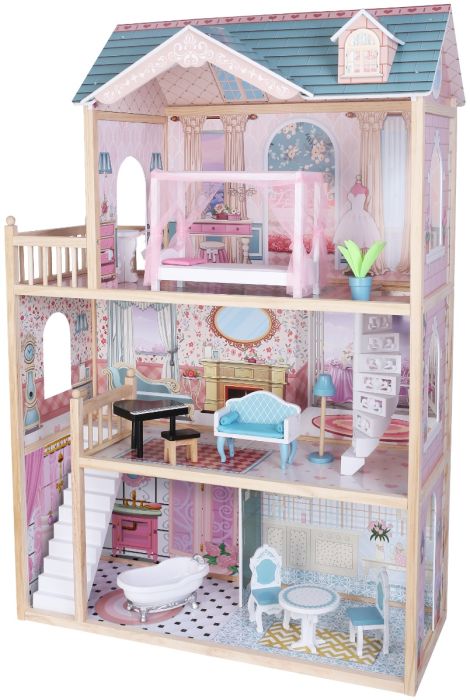 Houten poppenhuis Emily met ledverlichting – afbeelding 4