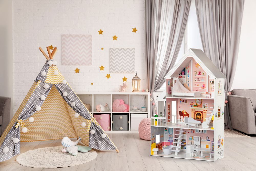Houten poppenhuis Liselle met ledverlichting – afbeelding 3