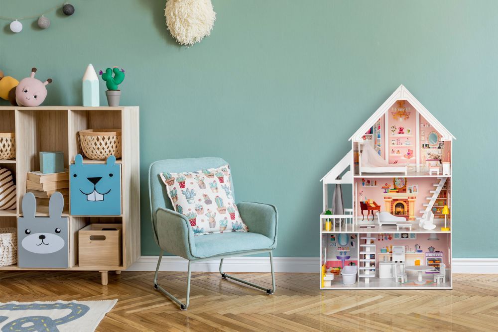 Houten poppenhuis Liselle met ledverlichting – afbeelding 4