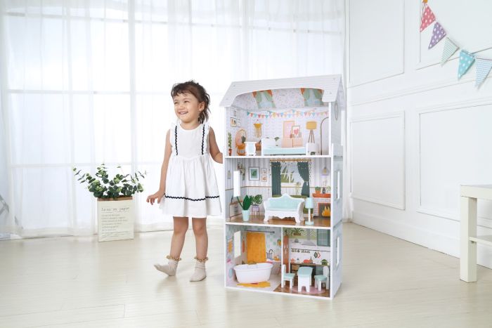Houten poppenhuis Luna met LED-verlichting