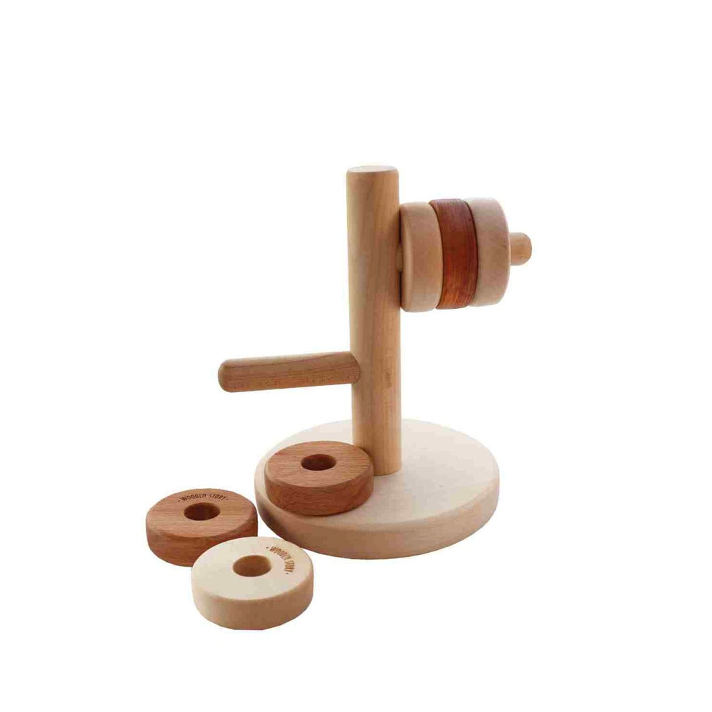 Houten puzzel horizontale toren met 6 schijven – afbeelding 2