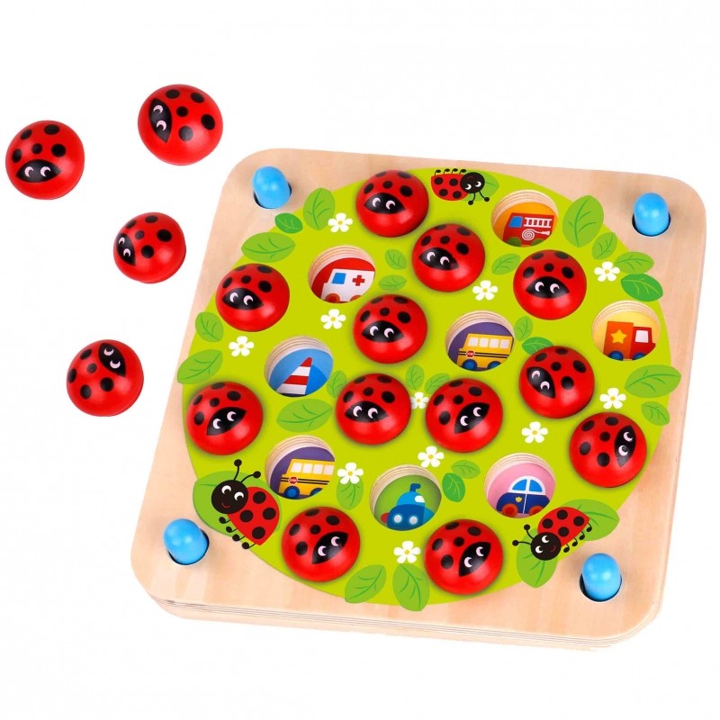 Houten puzzel memory lieveheersbeestjes – afbeelding 4