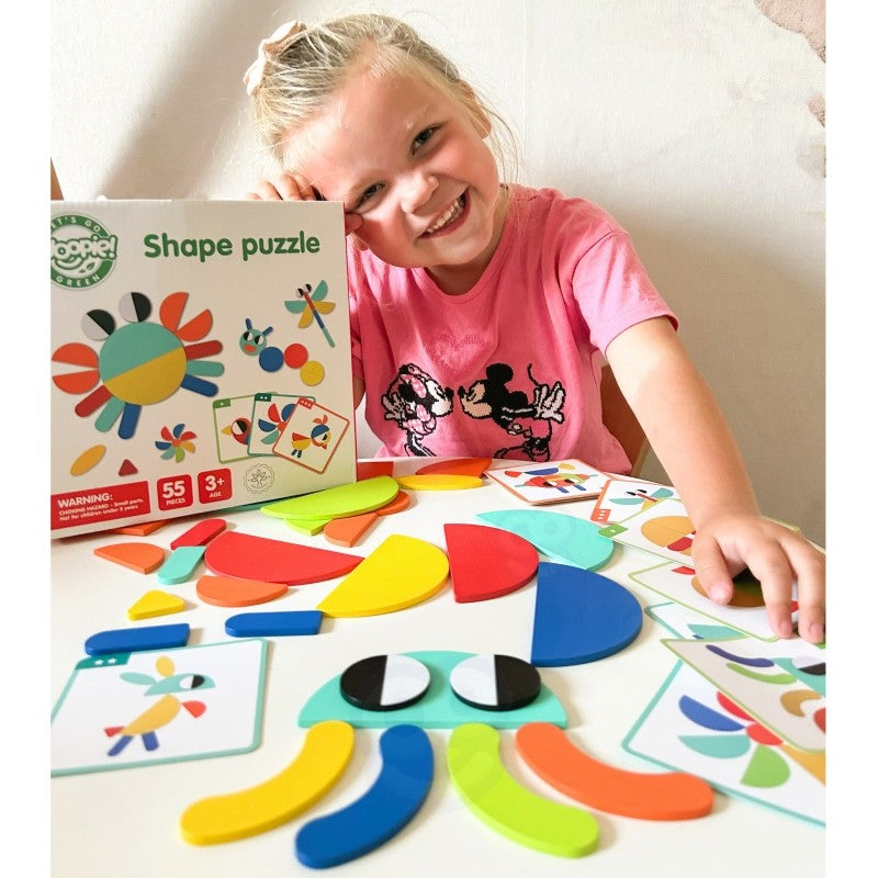 Houten puzzel montessori – vormen leggen met voorbeeldkaarten – afbeelding 11