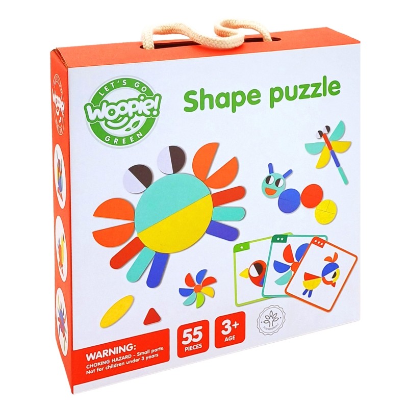 Houten puzzel montessori – vormen leggen met voorbeeldkaarten – afbeelding 2