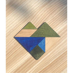 Houten puzzel tangram koele kleuren – in opbergzakje – afbeelding 3