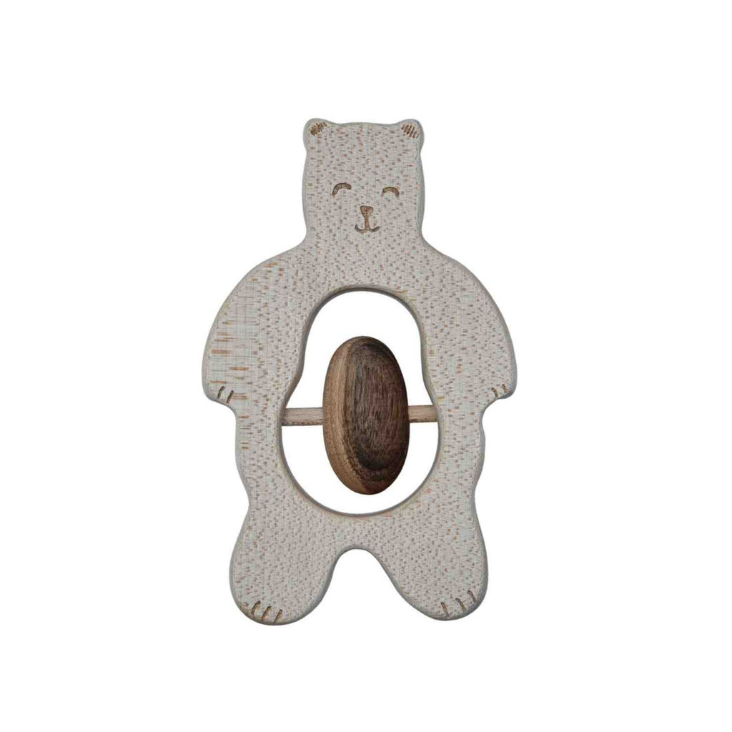 Houten rammelaar beer