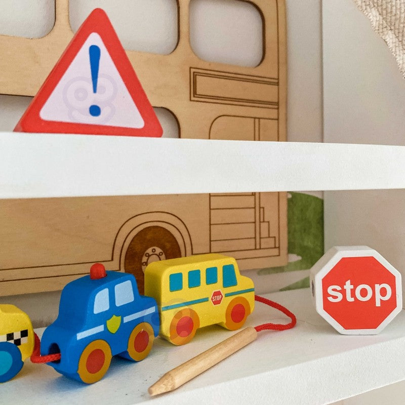 Houten rijgblokken voertuigen – rijgspel met 12 blokken – afbeelding 7