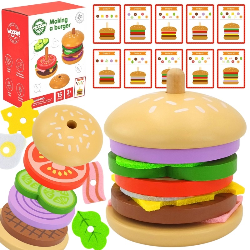 Houten stapelburger met receptkaart – afbeelding 11