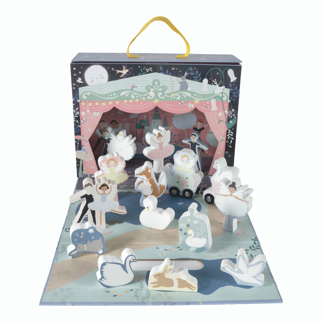 Speeldoos ballet met houten figuren