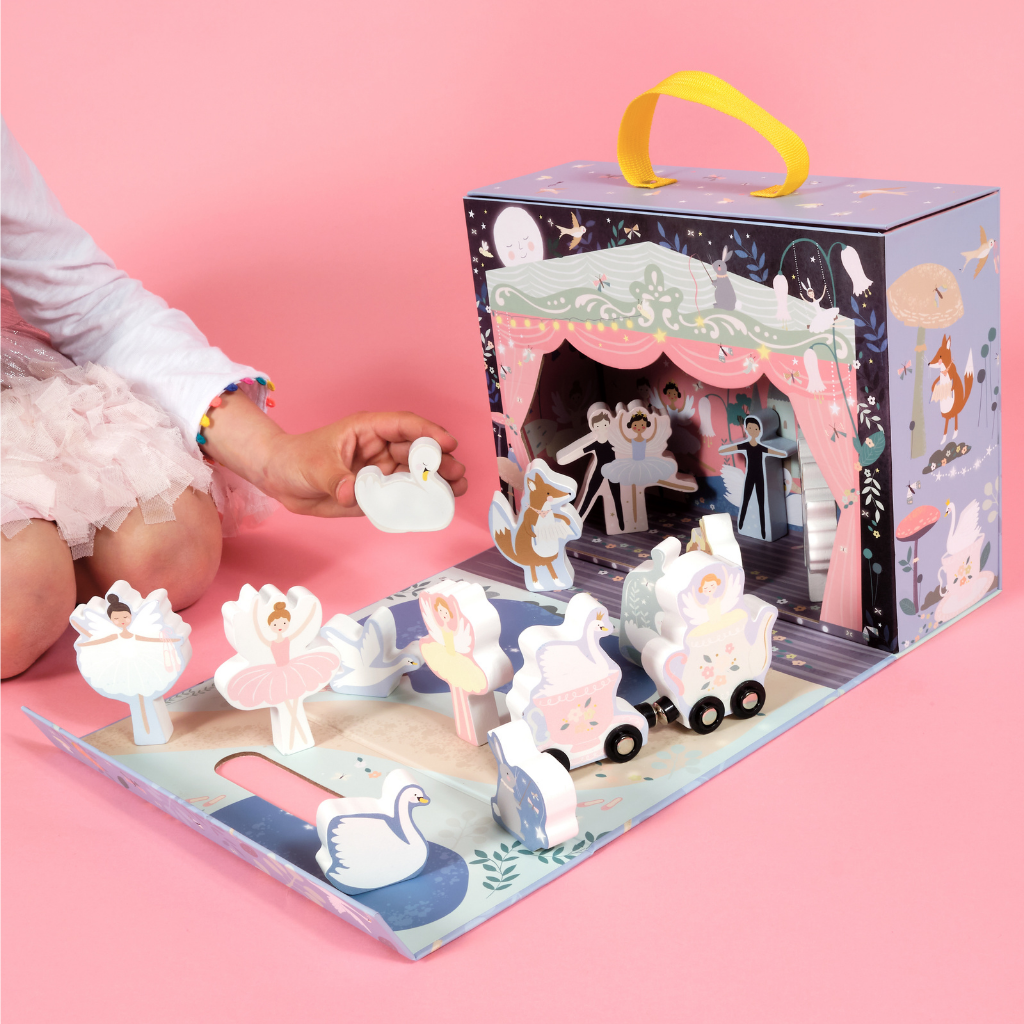 Speeldoos ballet met houten figuren – afbeelding 2