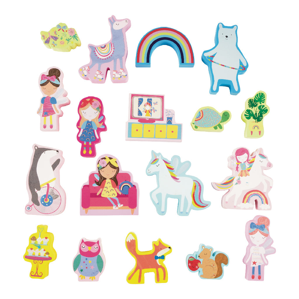 Speeldoos regenboogfee met houten figuren – afbeelding 4