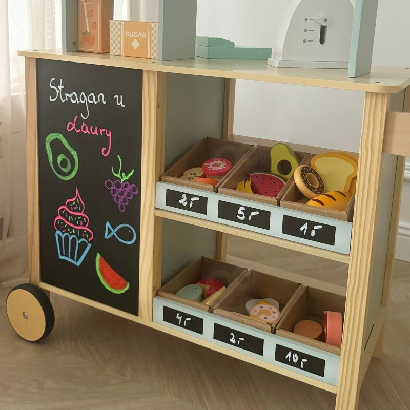 Houten speelgoed winkel – foodtruck marktkraam 73-delig – afbeelding 11