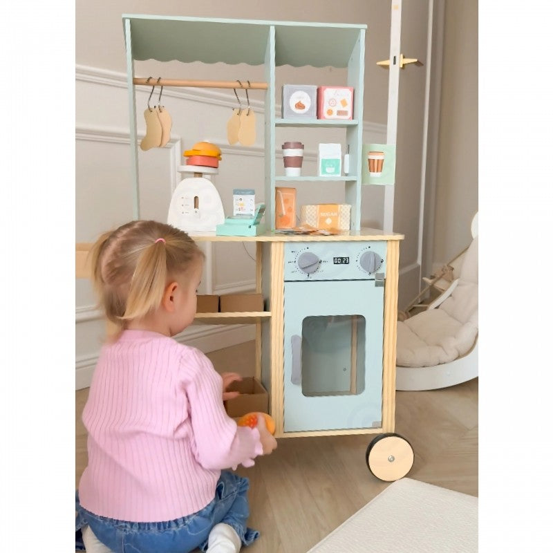 Houten speelgoed winkel – foodtruck marktkraam 73-delig – afbeelding 14