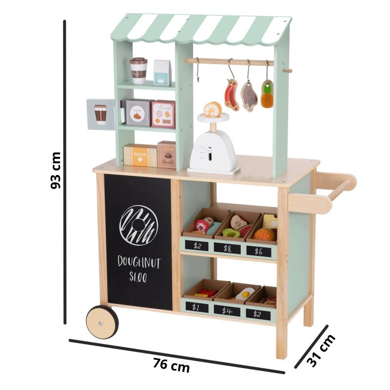 Houten speelgoed winkel – foodtruck marktkraam 73-delig – afbeelding 4