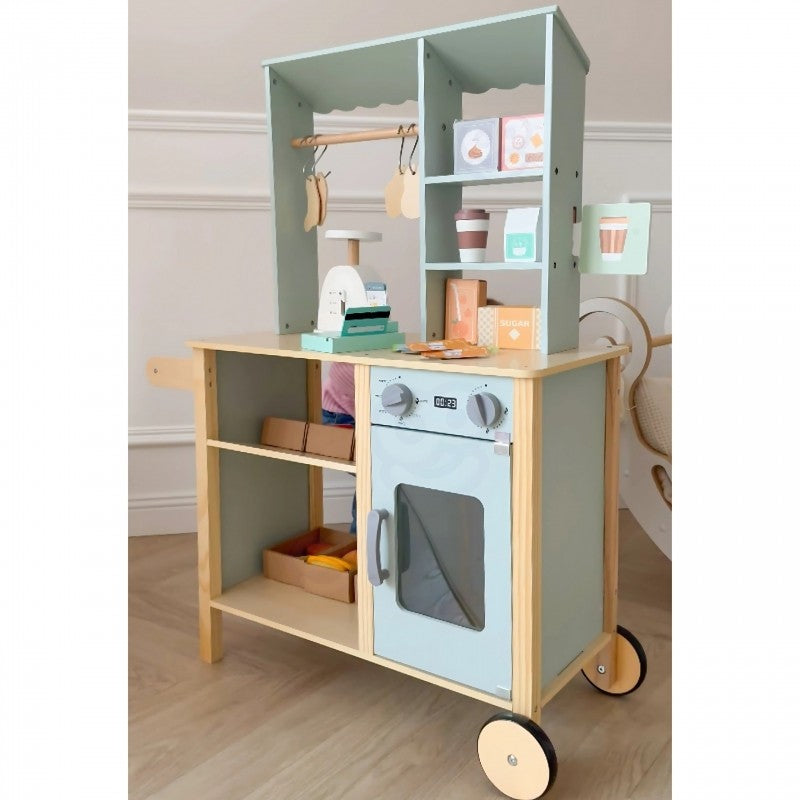 Houten speelgoed winkel – foodtruck marktkraam 73-delig – afbeelding 7