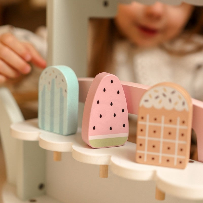 Houten speelgoed winkel – ijscokar 3-in-1 pastel – afbeelding 12