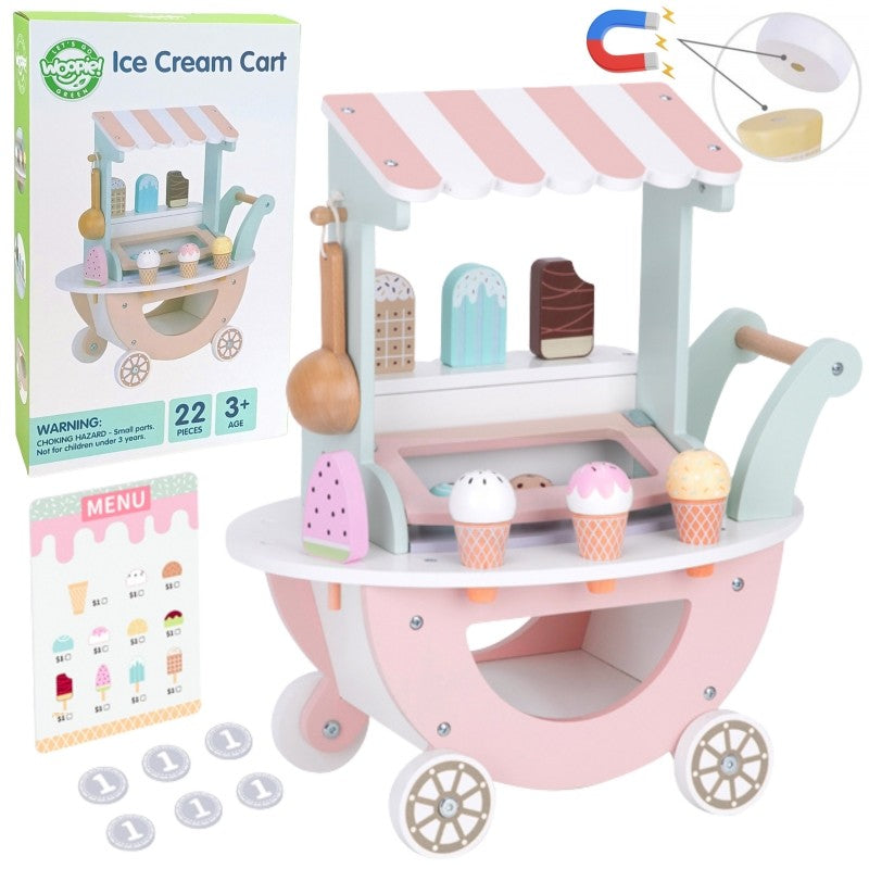 Houten speelgoed winkel – ijscokar 3-in-1 pastel – afbeelding 15