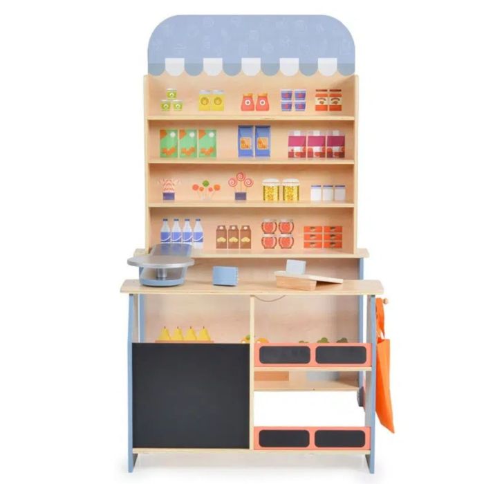 Houten speelgoed winkel – supermarkt met kassa en weegschaal – afbeelding 2
