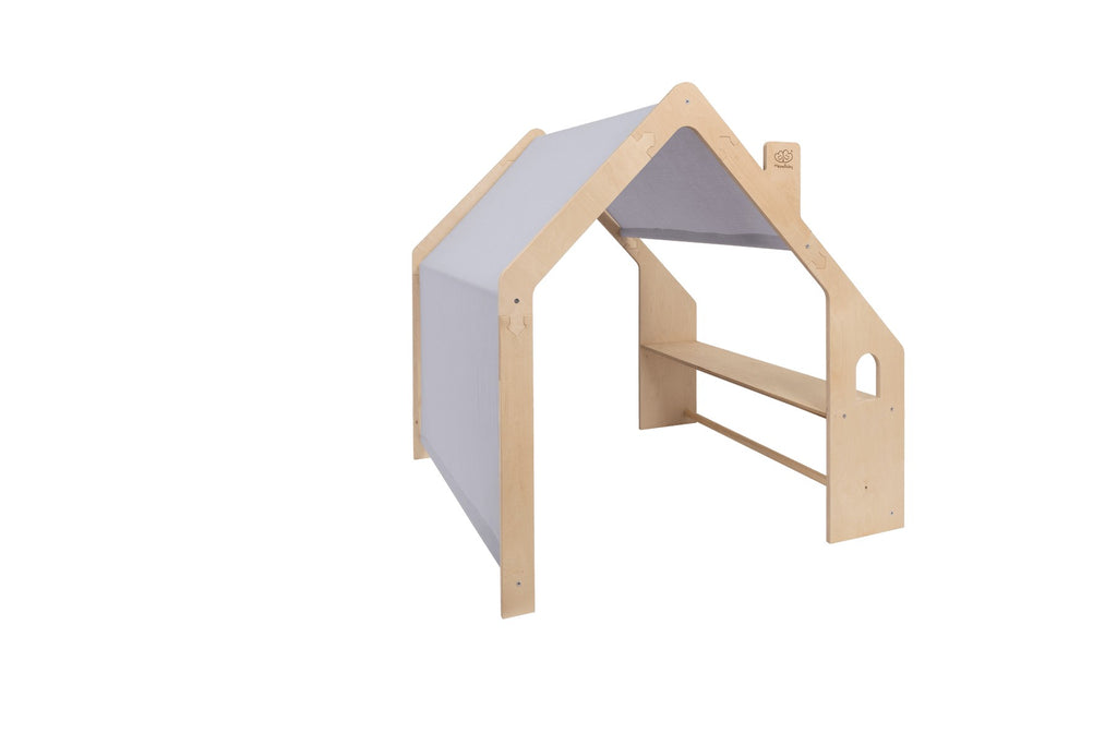 Houten speelhuisje naturel – dak blauw – afbeelding 6