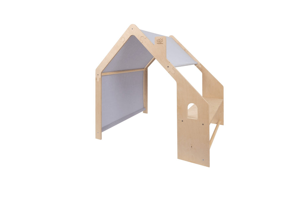 Houten speelhuisje naturel – dak blauw – afbeelding 7
