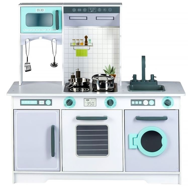 Houten speelkeuken groot met wasmachine en accessoires – afbeelding 7