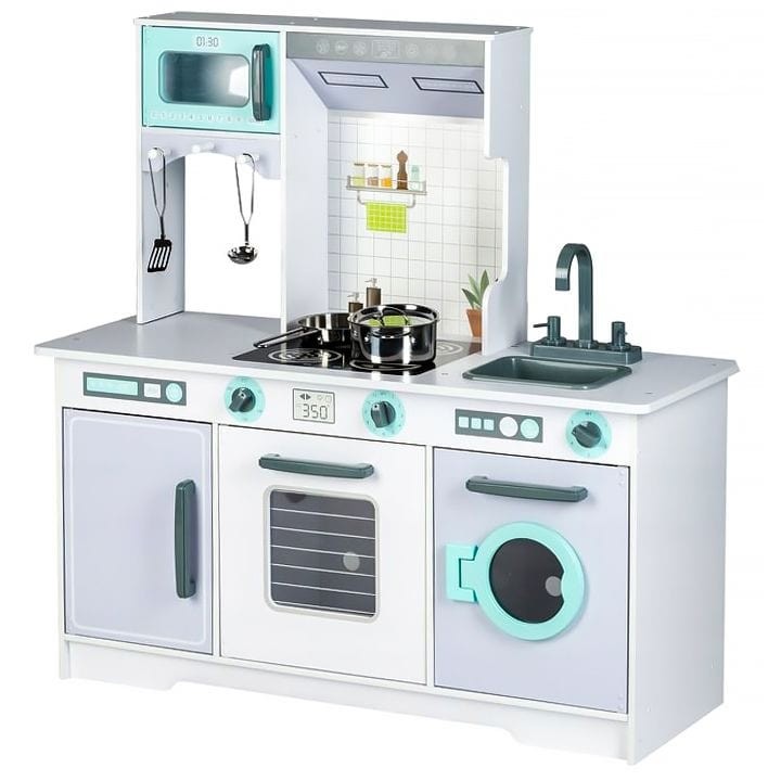 Houten speelkeuken groot met wasmachine en accessoires – afbeelding 8