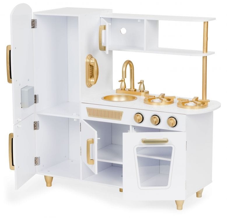 Houten speelkeuken groot wit met goud – afbeelding 11