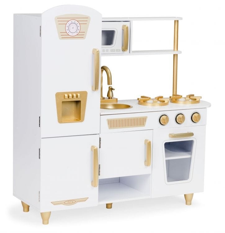 Houten speelkeuken groot wit met goud – afbeelding 2