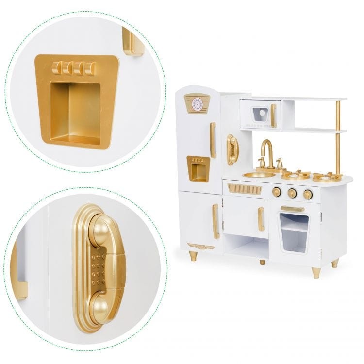 Houten speelkeuken groot wit met goud – afbeelding 9