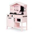 Houten speelkeuken roze met oven, magnetron en accessoires