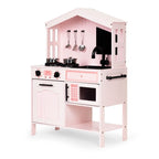 Houten speelkeuken roze met oven, magnetron en accessoires